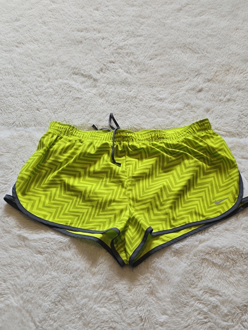 Nike Women's Neon Yellow Chevron Athletic Shorts